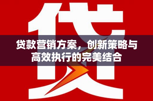 右玉贷款营销方案，创新策略与高效执行的完美结合