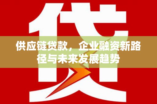 右玉供应链贷款，企业融资新路径与未来发展趋势