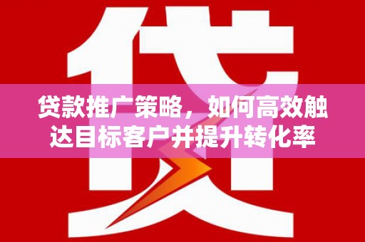 右玉贷款推广策略，如何高效触达目标客户并提升转化率